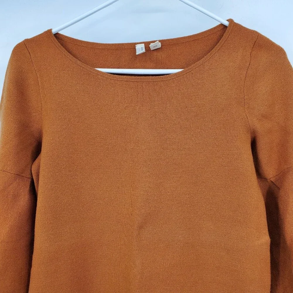 Moth Anthropologie Burnt Orange Short Bell Sleeves Cottage Sweater Dress XS Peti